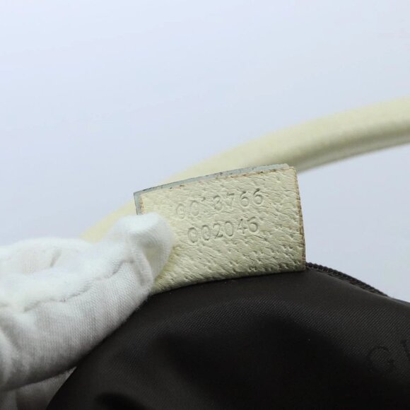 GUCCI Shoulder Bag Canvas Leather Beige White Silver - Picture 12 of 16